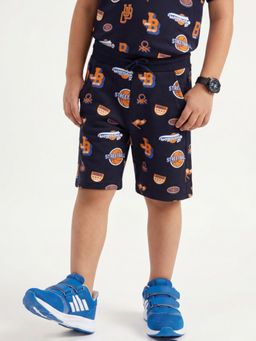 United Colors of Benetton - Navy Blue Regular Fit Print Shorts