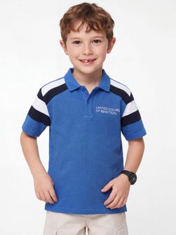 United Colors of Benetton - Blue Boxy Fit Collar Neck Polo T-Shirt