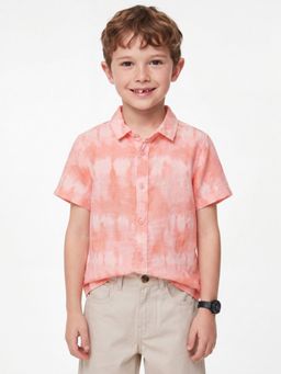 United Colors of Benetton - Peach Regular Fit Spread Collar Tie And Dye Shirt
