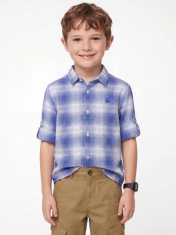 United Colors of Benetton - Blue Regular Fit Spread Collar Checkered Shirt