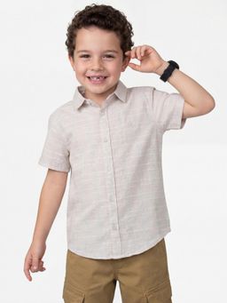 United Colors of Benetton - Beige Regular Fit Spread Collar Checkered Shirt