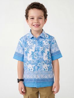 United Colors of Benetton - Blue Relaxed Fit Spread Collar Floral Print Shirt