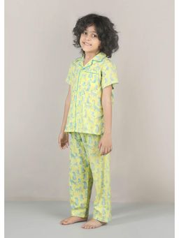 RATAN JAIPUR - Yellow Leopard Printed Cotton Nightsuit