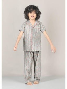 RATAN JAIPUR - Grey Paperboat Printed Cotton Nightsuit