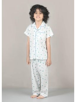 RATAN JAIPUR - White Ants Printed Cotton Nightsuit
