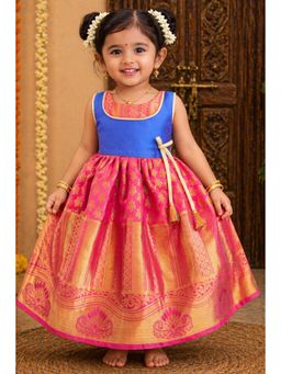 TotzTouch - Pink Baby Girls Traditional Ethnic Wear Pattu Frock