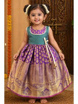 TotzTouch - Purple Baby Girls Traditional Ethnic Wear Pattu Frock