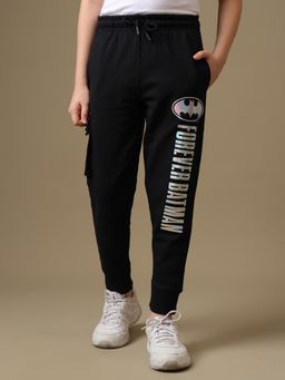 Kidsville - Black Official Dc Comics Forever Batman Boy's Metallic Printed Joggers