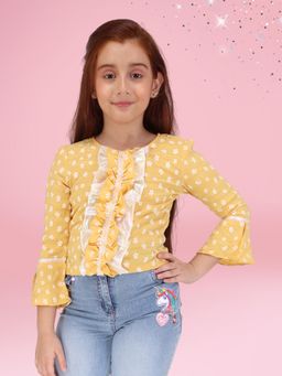 Cutecumber - Yellow Girls' Smart Casual Floral Printed Top