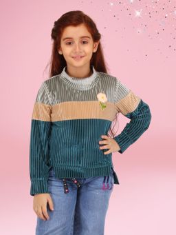 Cutecumber - Multi-Color Girls Colorblock Regular Top