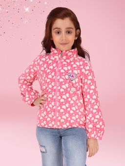Cutecumber - Pink Adorable Heart Printed Fleece Sweatshirt Heart Printed Design