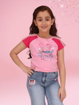 Cutecumber - Girls Pink Printed T-Shirt