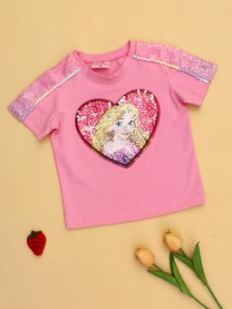 Cutecumber - Girls Pink Short Sleeve Knit T-Shirt