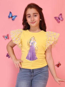 Cutecumber - Girls Yellow Unicorn Sequin Top