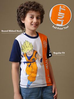Kidsville - Multi-Color Official Dragon Ball Z Goku Boy's Foil Printed T-Shirt