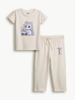 Bontots - Cream Kids Unisex Lyocell Cotton T-Shirt With Pyjama