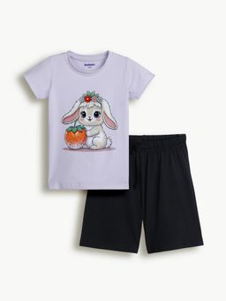 Bontots - Lavender Kids Unisex Lyocell Cotton T-Shirt With Shorts