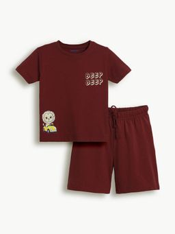 Bontots - Maroon Kids Unisex Lyocell Cotton Co-Ord Set