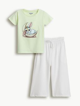 Bontots - Yellow Girls Lyocell Cotton T-Shirt And Pant