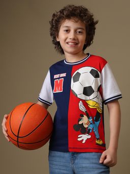 Kidsville - Multi-Color Official Mickey And Friends Soccer Theme Boy's T-Shirt