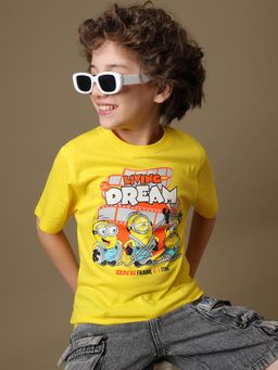 Kidsville - Yellow Official Minions Living The Dream Boy's Printed T-Shirt