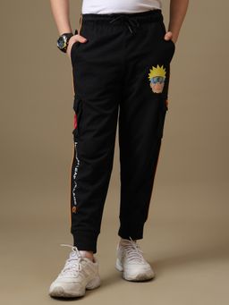 Kidsville - Black Official Naruto Hidden Leaf Village Boy's Printed Joggers