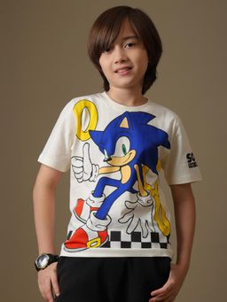 Kidsville - Off White Official Sonic Pure Breathable Cotton Fabric T-Shirt