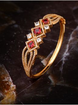 Saraf RS Jewellery - Gold plated with Ruby American Diamond studded handcrafted stylish Bracelet (Onesize)