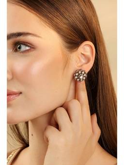 Biba - Women White Brass Stud Earrings
