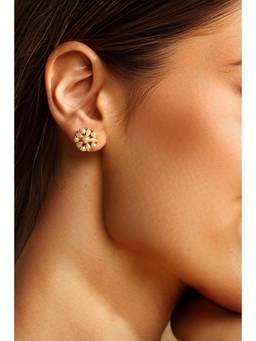 Biba - Women Pearl Brass Stud Earrings