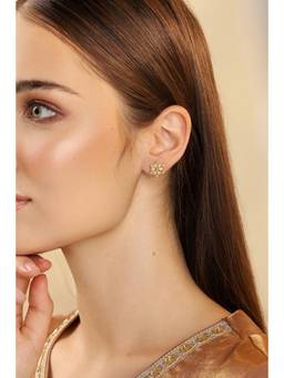 Biba - Women Pearl Brass Stud Earrings