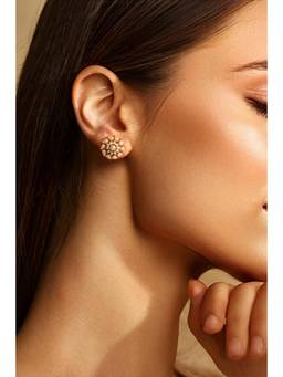 Biba - Women Pearl Brass Stud Earrings