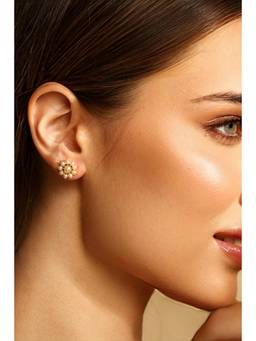 Biba - Women Pearl Brass Stud Earrings