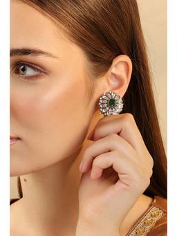 Biba - Women Green Brass Stud Earrings