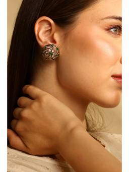 Biba - Women Green Brass Stud Earrings