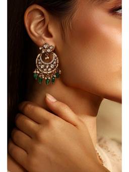 Biba - Women Green Brass Chaandbali