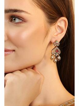 Biba - Women Dark Pink Brass Drop and Dangler Earrings