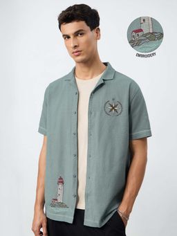 The Souled Store - Green Hawaiian Shirt: Sail Away