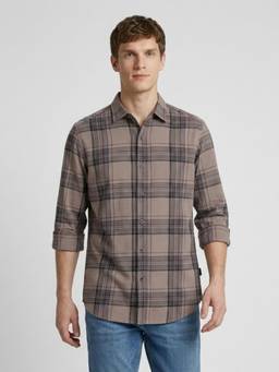 Pepe Jeans - Brown Checks Cotton Regular Fit Shirt
