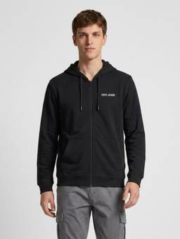 Pepe Jeans - Black Printed Cotton Regular Fit Hoodie