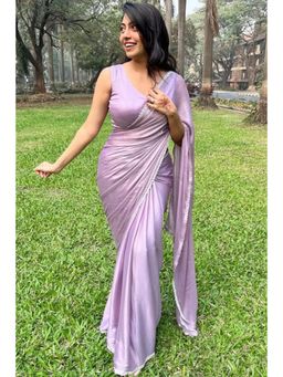 SGF11 - Women Lavender Solid Saree with Unstitched Blouse