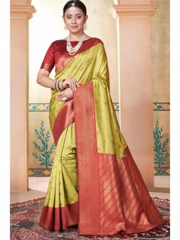 SGF11 - Women Green Woven Saree with Unstitched Blouse