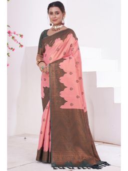 SGF11 - Women Pink Woven Saree with Unstitched Blouse