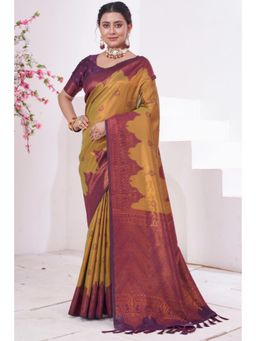 SGF11 - Women Yellow Woven Saree with Unstitched Blouse