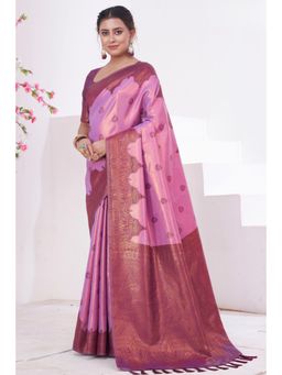 SGF11 - Women Pink Woven Saree with Unstitched Blouse