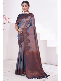 SGF11 - Women Purple Woven Saree with Unstitched Blouse