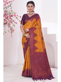 SGF11 - Women Yellow Woven Saree with Unstitched Blouse