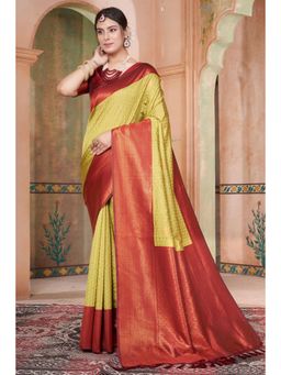 SGF11 - Women Green Woven Saree with Unstitched Blouse