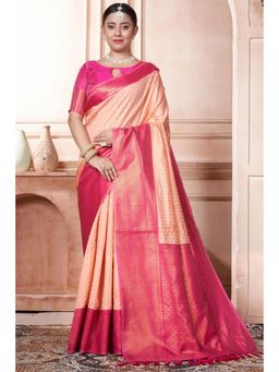 SGF11 - Women Peach Woven Saree with Unstitched Blouse