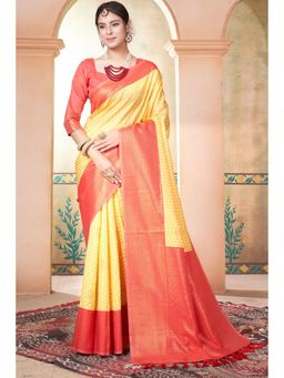 SGF11 - Women Yellow Woven Saree with Unstitched Blouse